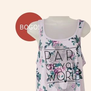 Disney Little Mermaid Tank Top Purple Floral Racerback Medium